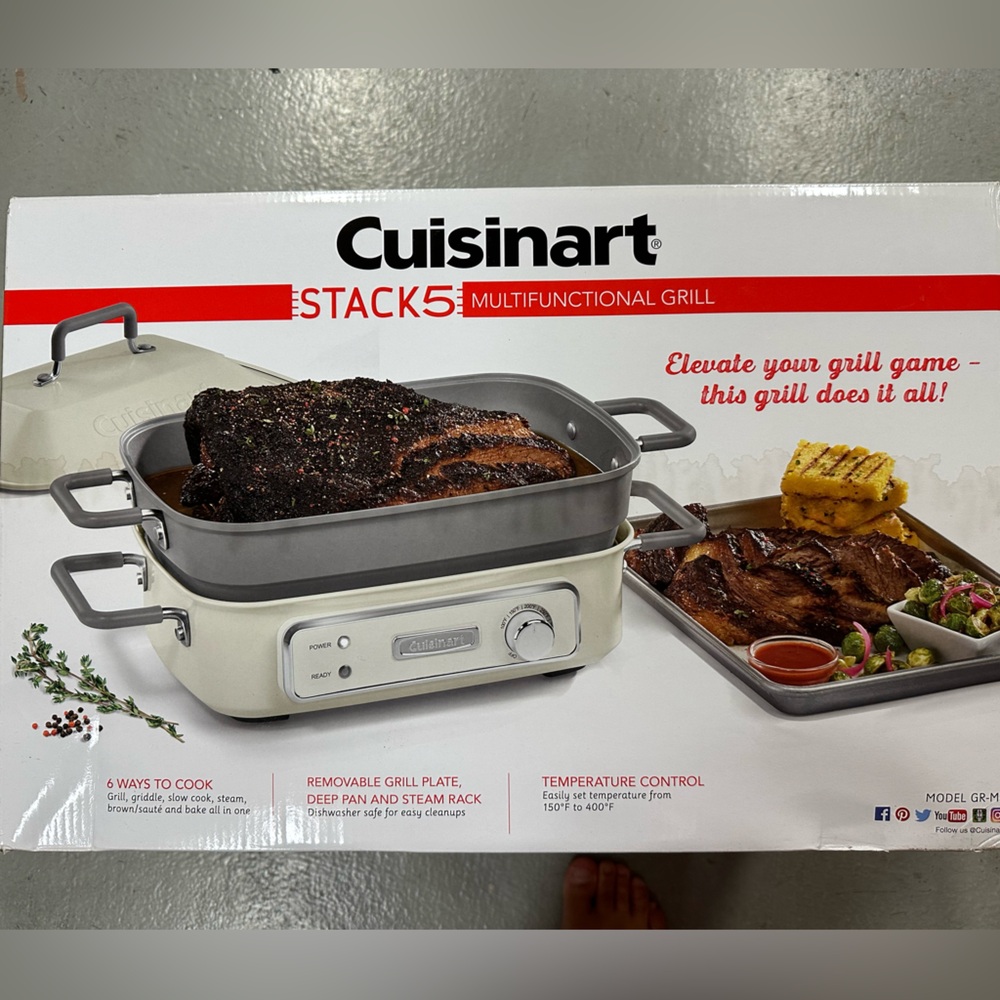 BRAND NEW-Cuisinart Stack5 Grill in Silver and White